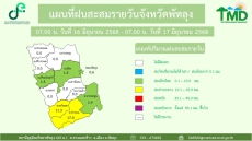 แผนที่ฝนสะสมรายวันจังหวัดพัทลุง วันที่ 17 มิถุนายน 2568