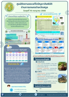 รายงานศูนย์ติดตามและแก้ไขปัญหาภัยพิบัติด้านการเกษตรจังหวัดสตูล