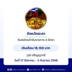 จังหวัดยะลาประกาศรับสมัครคัดเลือกเพื่อบรรจุและแต่งตั้งบุคคลเข้ารับราชการ