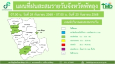 แผนที่ฝนสะสมรายวันจังหวัดพัทลุง วันที่ 25 กันยายน 2568