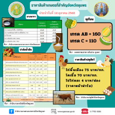 ราคสินค้าเกษตรและสินค้าปศุสัตว์ของจังหวัดชุมพร