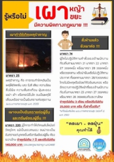 รู้หรือไม่  เผาหญ้า  มีความผิดทางกฎหมาย !!!