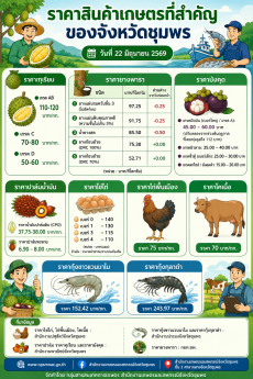 ราคาสินค้าเกษตรที่สำคัญของจังหวัดชุมพร
