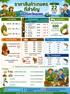 ราคาสินค้าเกษตรที่สำคัญของจังหวัดชุมพร