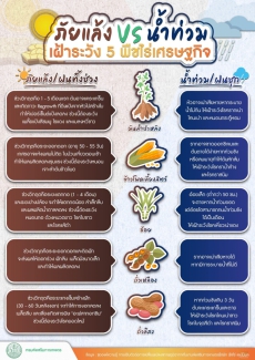 ภัยแล้ง VS น้ำท่วม เฝ้าระวัง 5 พืชไร่เศรษฐกิจ