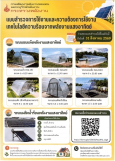 ประชาสัมพันธ์และตอบแบบสำรวจการใช้งานและความต้องการใช้เทคโนโลยีความร้อนจากพลังงานแสงอาทิตย์