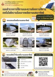 ประชาสัมพันธ์และตอบแบบสำรวจการใช้งานและความต้องการใช้เทคโนโลยีความร้อนจากพลังงาน