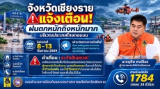 กอปภ.จ.เชียงรายแจ้งเตือน“ฝนตกหนักถึงหนักมากบริเวณประเทศไทยตอนบน”