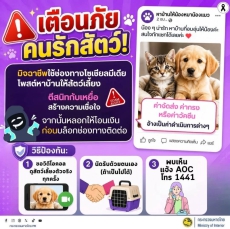 เตือนภัย!!!คนรักสัตว์‼️มิจฉาชีพใช้ช่องทางโซเชียลมีเดียโพสต์หาบ้านให้สัตว์เลี้ยง