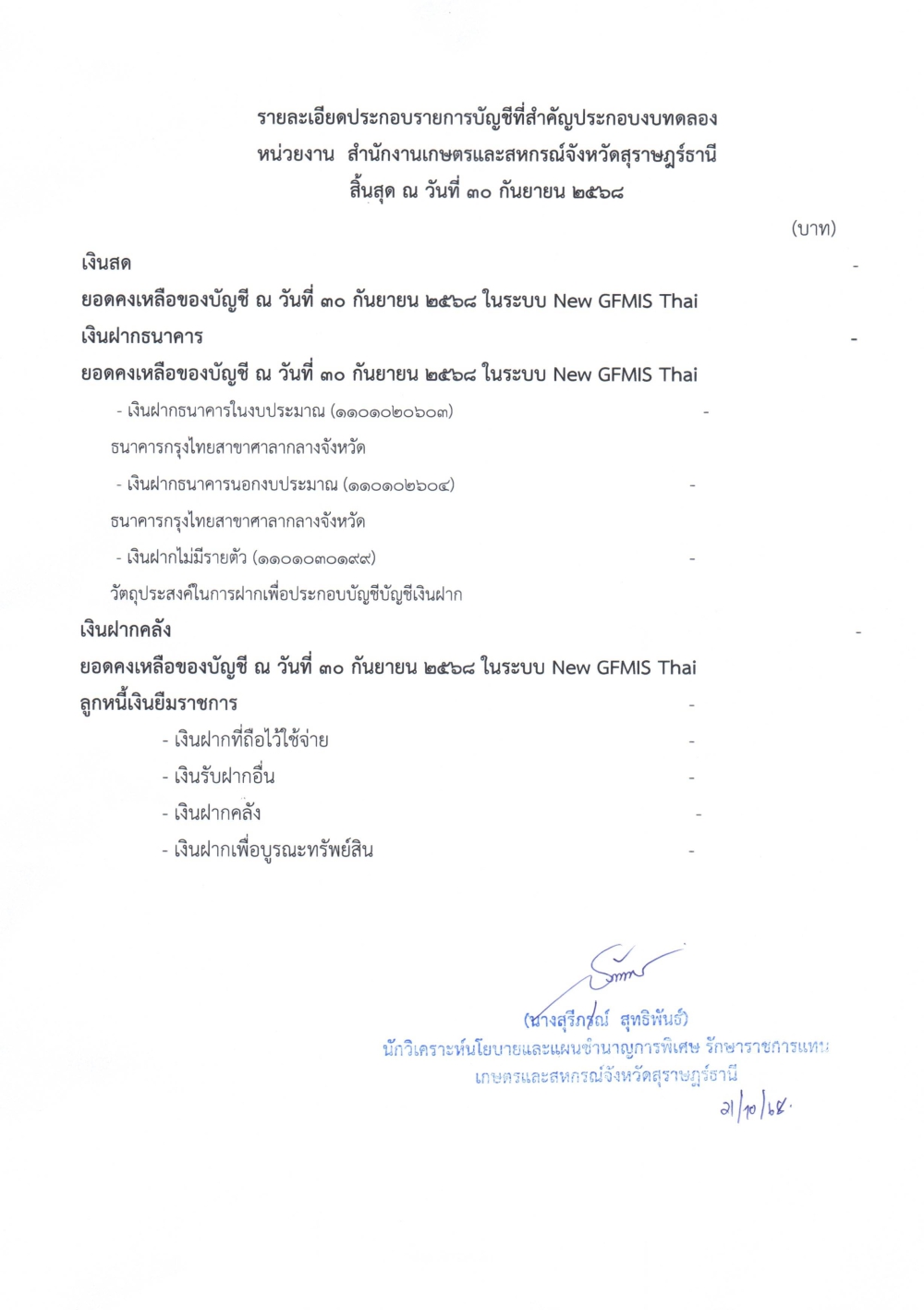 รายละเอียดประกอบรายการบัญชีที่สำคัญประกอบงบทดลอง