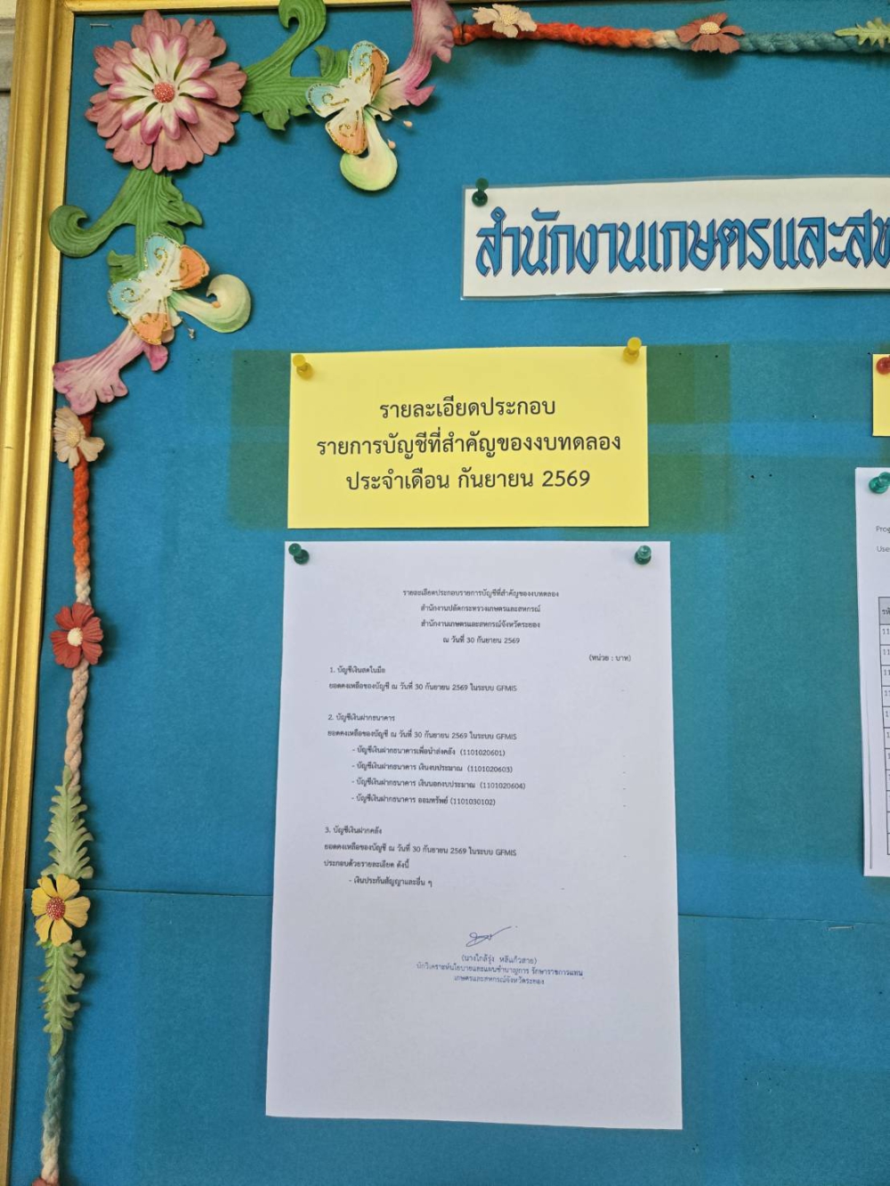 ภาพแสดงหน้าบอร์ดสำนักงาน กษ.รย.