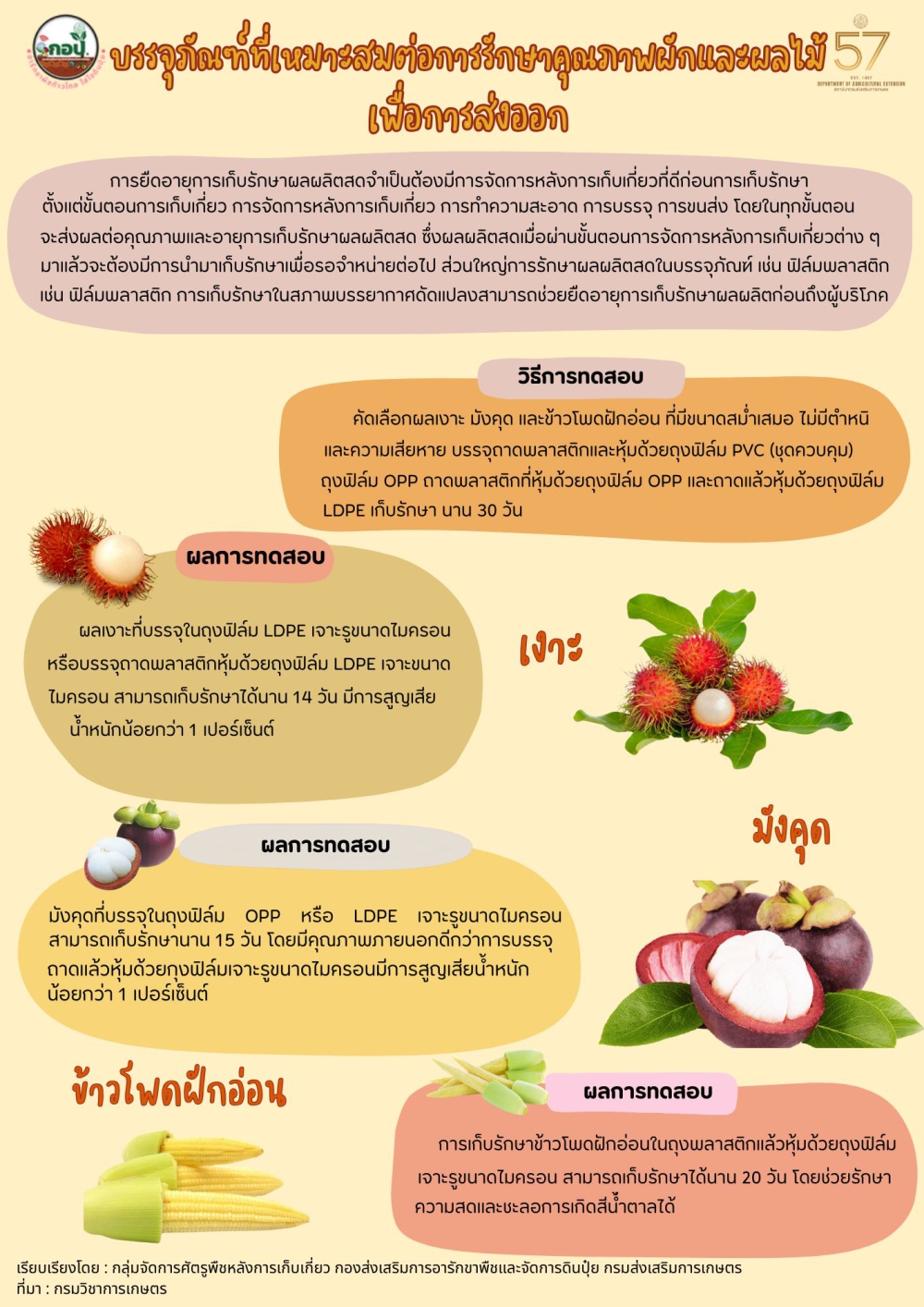 บรรจุภัณฑ์ที่เหมาะสมต่อการรักษาคุณภาพผักและผลไม้เพื่อการส่งออก