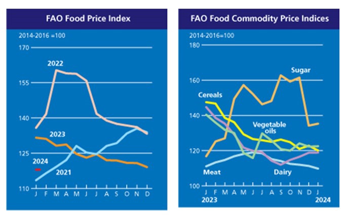 รายงานดัชนีราคาอาหารโลกของ FAO ประจำเดือนมกราคม 2567