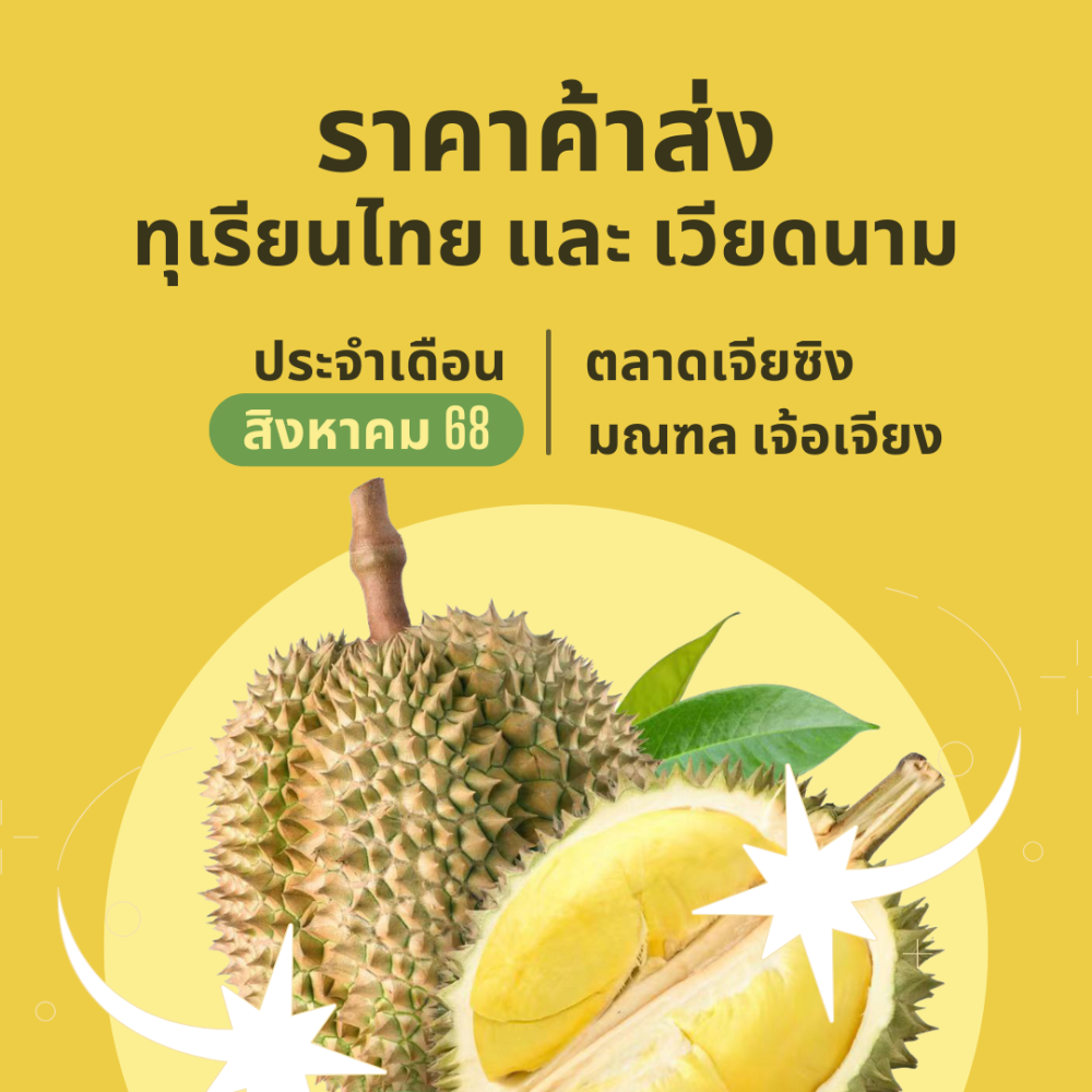 รายงานราคาทุเรียนตลาดเจียซิงมณฑลเจ้อเจียง