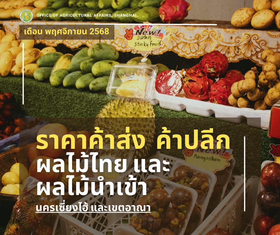 ข้อมูลราคาค้าส่ง-ค้าปลีกผลไม้ไทยและผลไม้นำเข้าของประเทศจีน