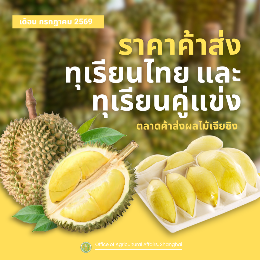 ราคาทุเรียนตลาดเจียซิงมณฑลเจ้อเจียง