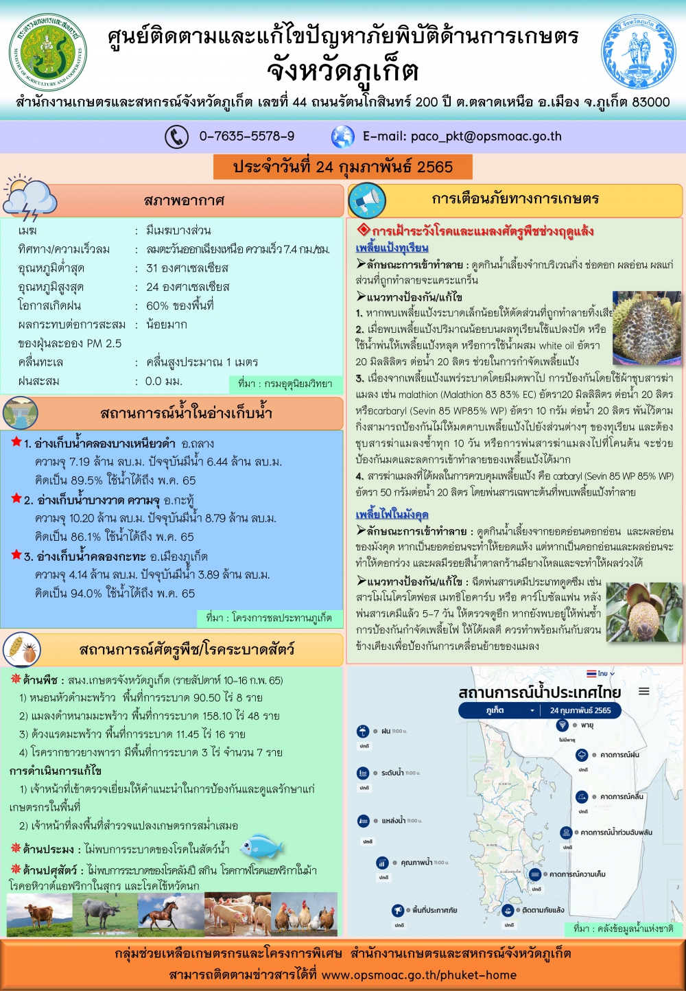 รายงานสถานการณ์ภัยพิบัติด้านการเกษตรจังหวัดภูเก็ต