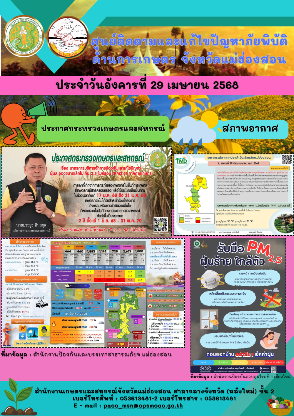 ศูนย์ติดตามและแก้ไขปัญหาภัยพิบัติด้านการเกษตรจังหวัดแม่ฮ่องสอน