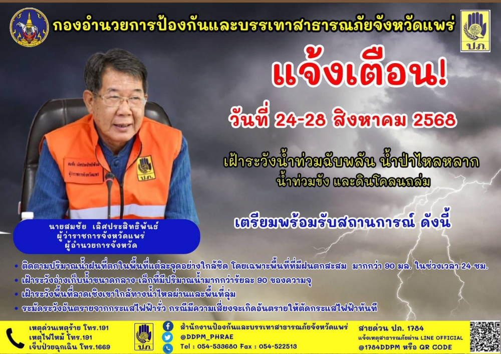แจ้งเตือนเฝ้าระวังน้ำท่วมฉับพลัน