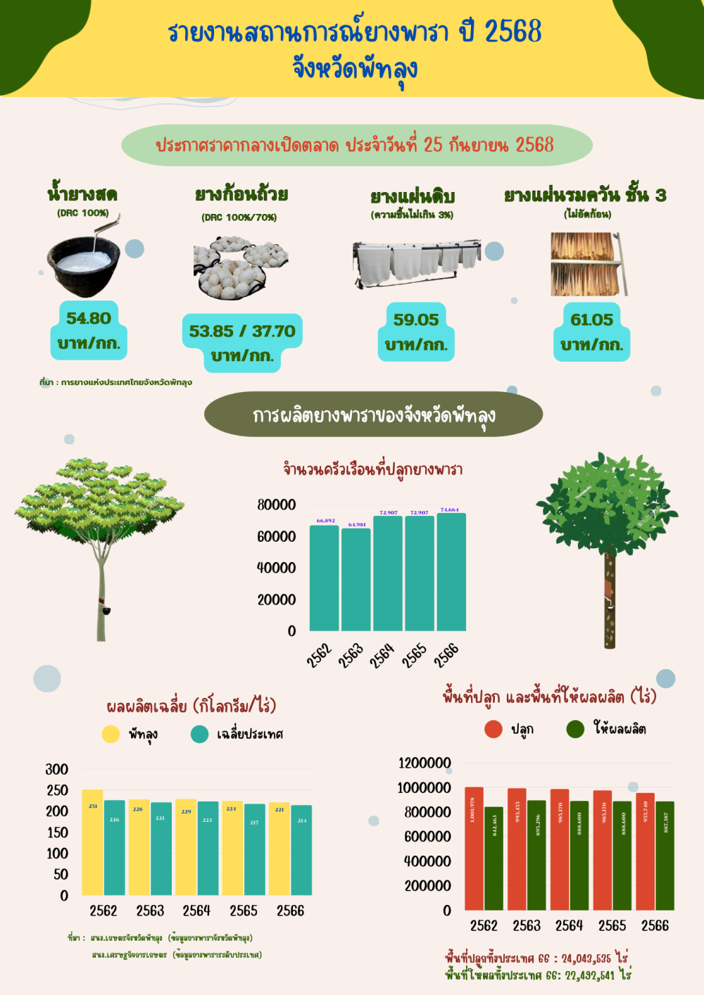 ราคายางพาราประจำวันที่ 25 กันยายน 2568