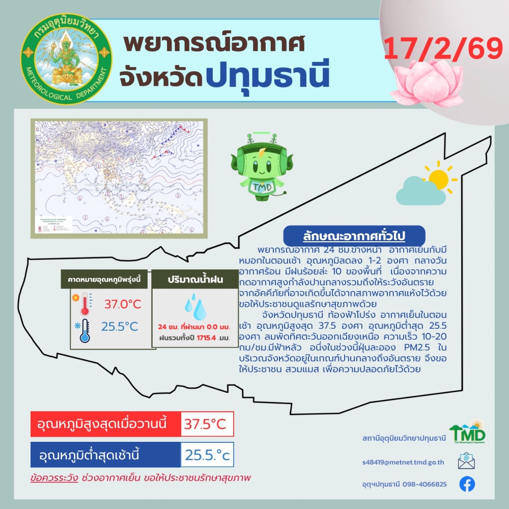 พยากรณ์อากาศจังหวัดปทุมธานี