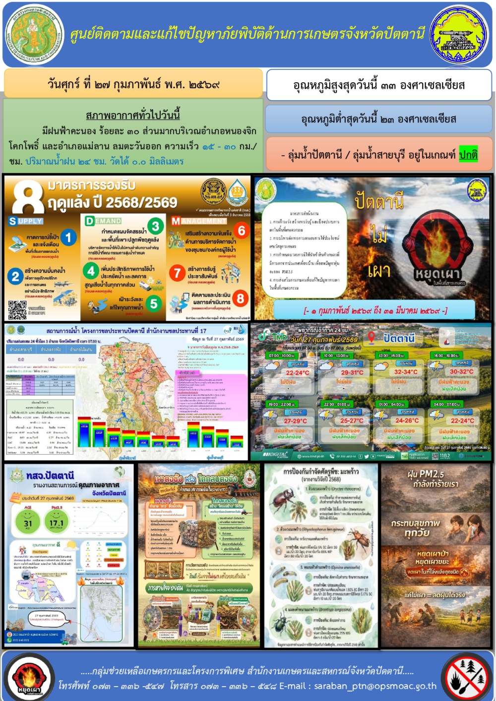 วันศุกร์ที่27กุมภาพันธ์2569ศูนย์ติดตามและแก้ไขปัญหาภัยพิบัติด้านการเกษตรจังหวัดปัตตานี