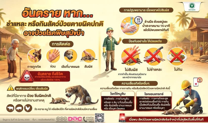 ไม่สัมผัส“สัตว์ป่วย-ตายไม่ทราบสาเหตุ”