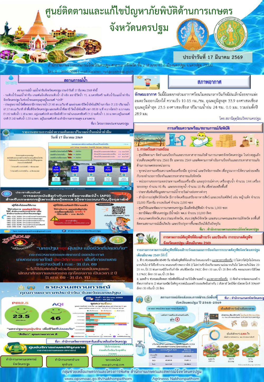 รายงานศูนย์ติดตามและแก้ไขปัญหาภัยพิบัติด้านการเกษตรจังหวัด