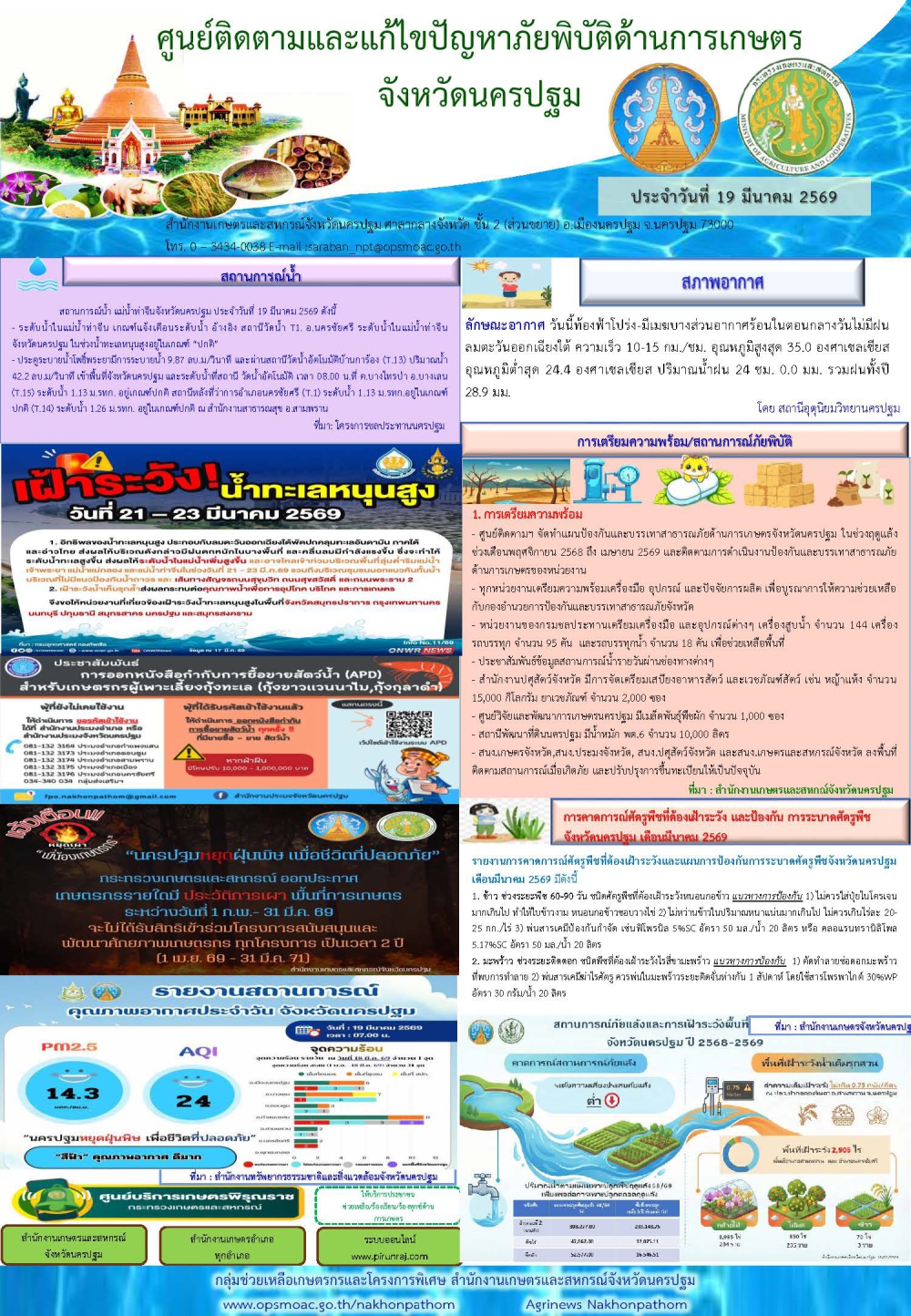 รายงานศูนย์ติดตามและแก้ไขปัญหาภัยพิบัติด้านการเกษตรจังหวัด