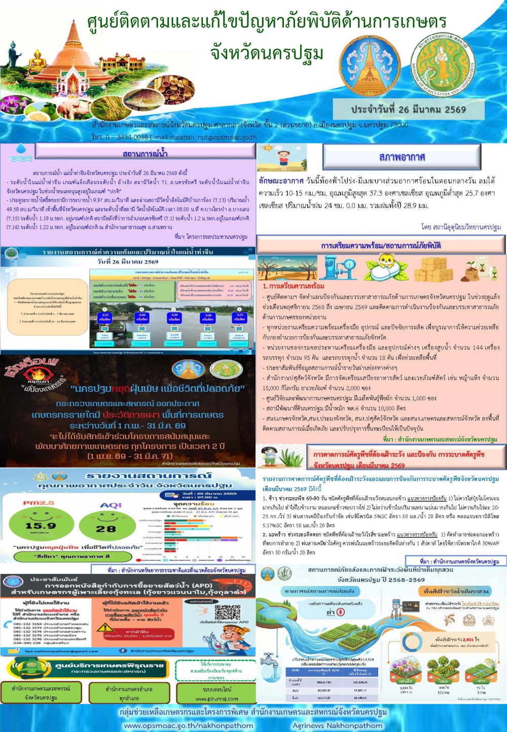 รายงานศูนย์ติดตามและแก้ไขปัญหาภัยพิบัติด้านการเกษตรจังหวัด