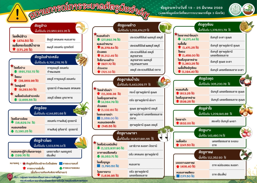 สรุปสถานการณ์การระบาดศัตรูพืชสำคัญ