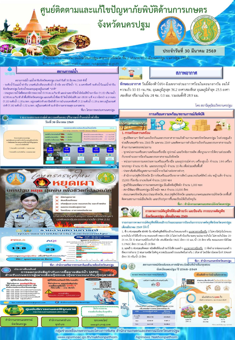 รายงานศูนย์ติดตามและแก้ไขปัญหาภัยพิบัติด้านการเกษตรจังหวัด