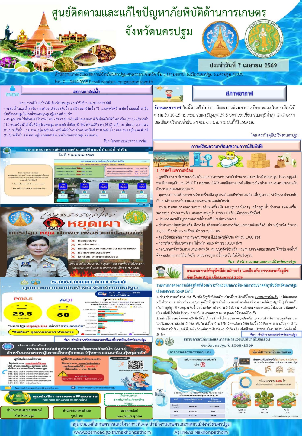 รายงานศูนย์ติดตามและแก้ไขปัญหาภัยพิบัติด้านการเกษตรจังหวัด