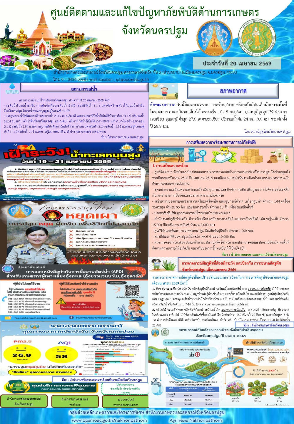 รายงานศูนย์ติดตามและแก้ไขปัญหาภัยพิบัติด้านการเกษตรจังหวัด