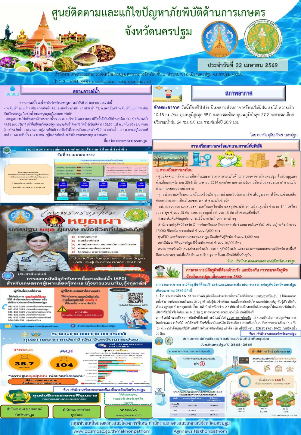 รายงานศูนย์ติดตามและแก้ไขปัญหาภัยพิบัติด้านการเกษตรจังหวัด