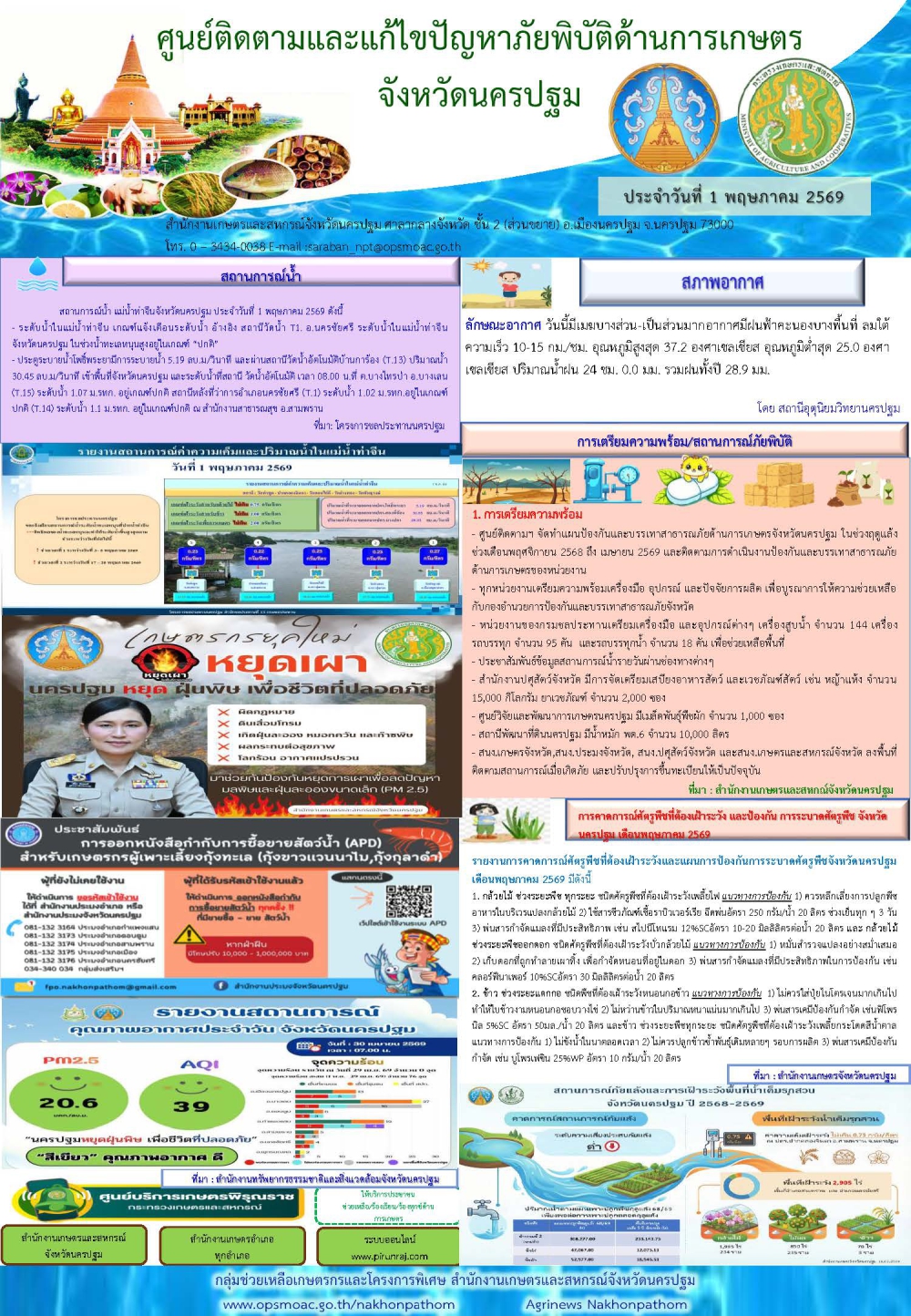 รายงานศูนย์ติดตามและแก้ไขปัญหาภัยพิบัติด้านการเกษตรจังหวัด