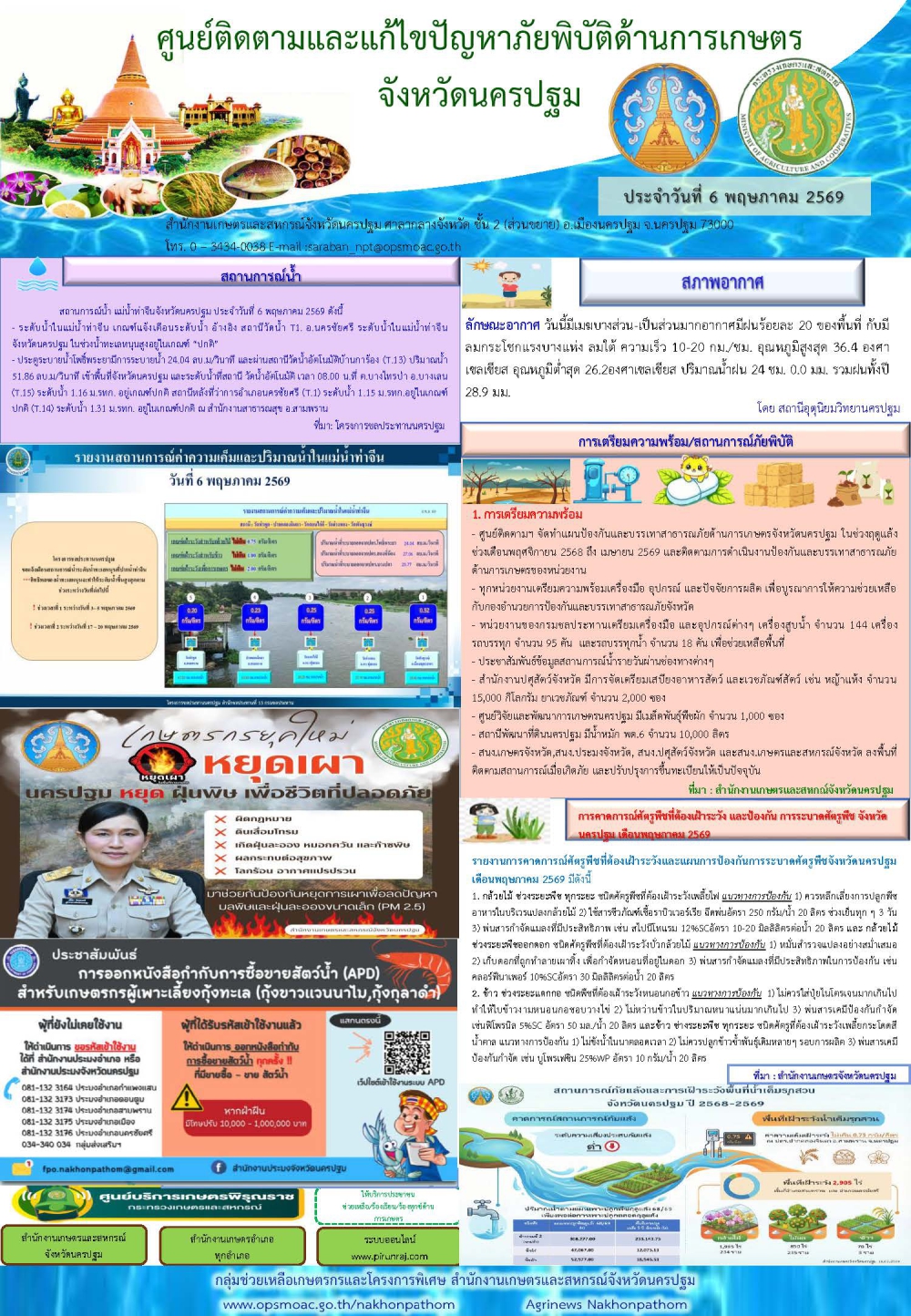 รายงานศูนย์ติดตามและแก้ไขปัญหาภัยพิบัติด้านการเกษตรจังหวัด
