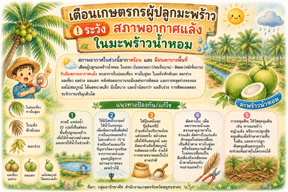 เตือนเกษตรกรผู้ปลูกมะพร้าว