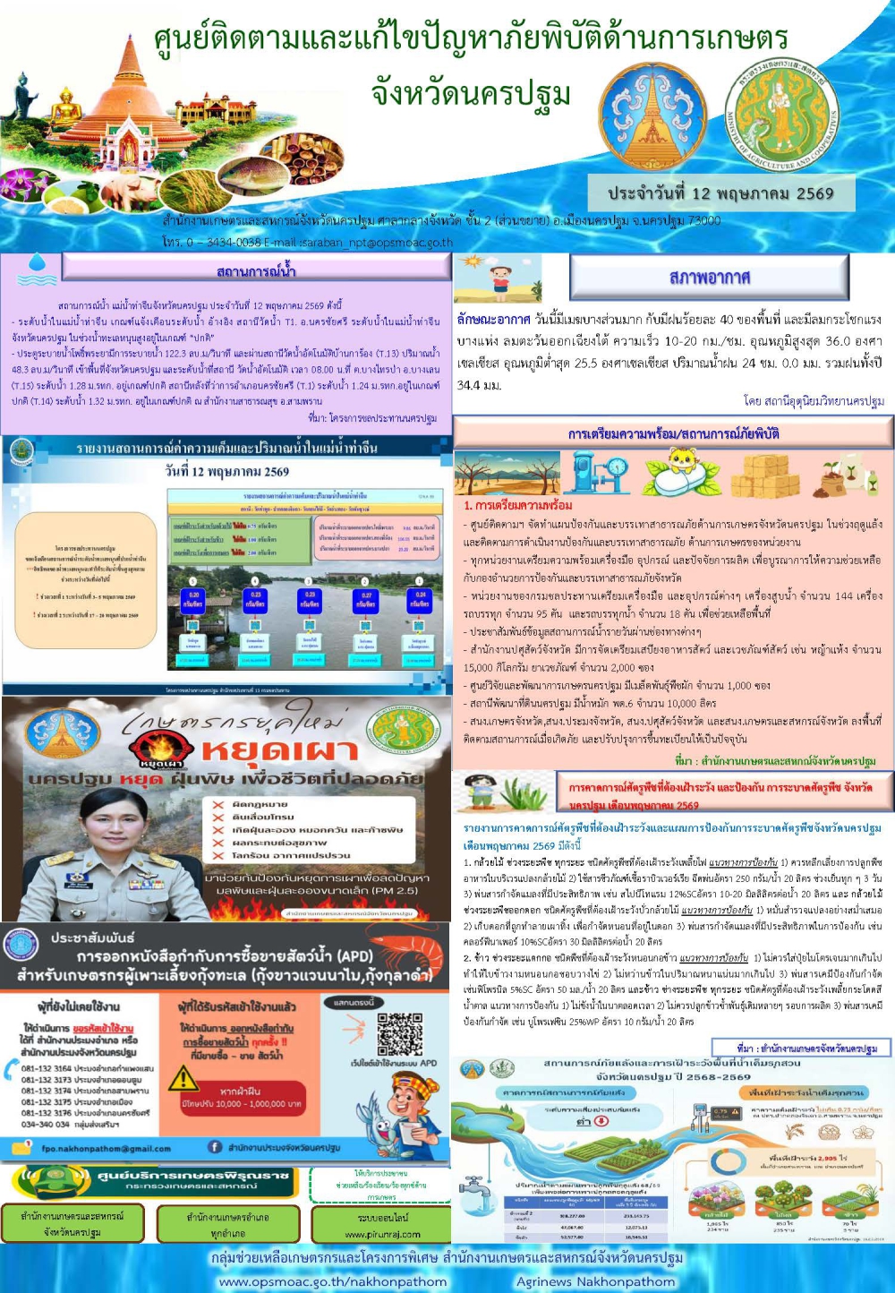 รายงานศูนย์ติดตามและแก้ไขปัญหาภัยพิบัติด้านการเกษตรจังหวัด