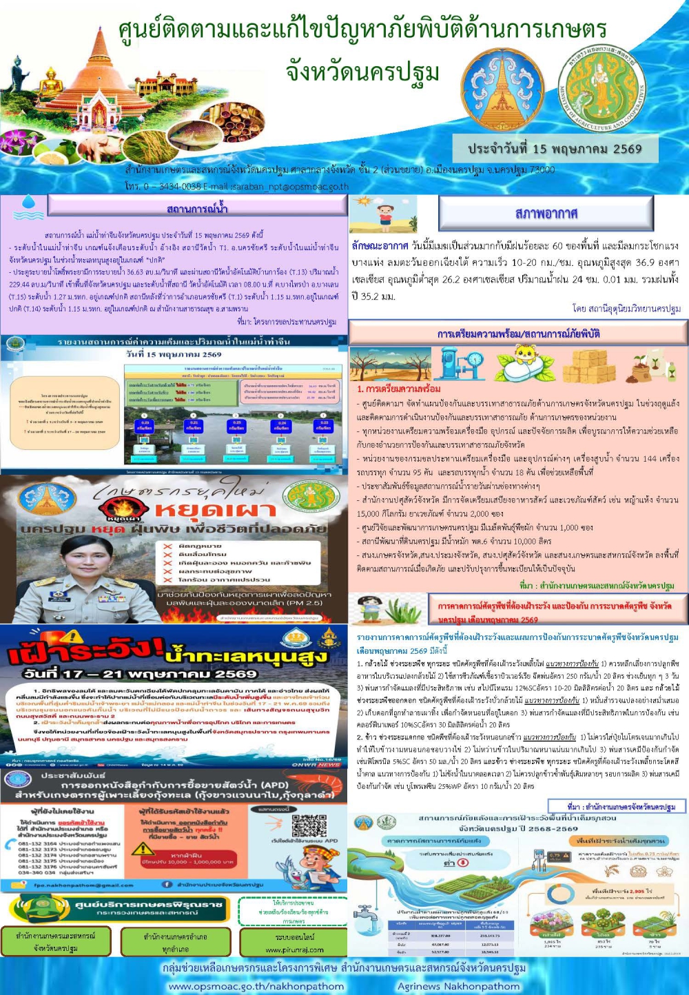 รายงานศูนย์ติดตามและแก้ไขปัญหาภัยพิบัติด้านการเกษตรจังหวัด