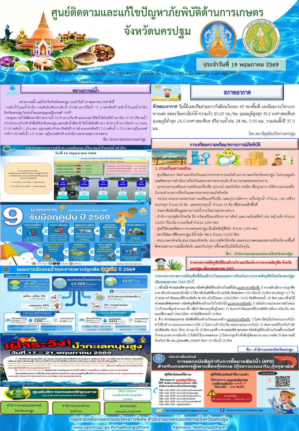 รายงานศูนย์ติดตามและแก้ไขปัญหาภัยพิบัติด้านการเกษตรจังหวัด