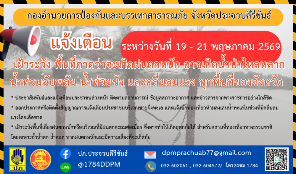 เฝ้าระวังพื้นที่คาดว่าจะเกิดฝนตกหนัก