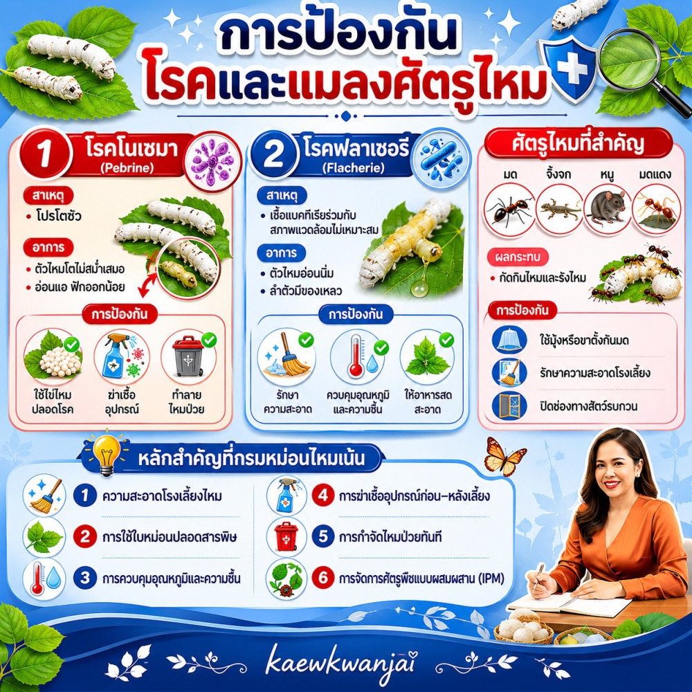 การป้องกันโรคและแมลงศัตรูหม่อนไหม