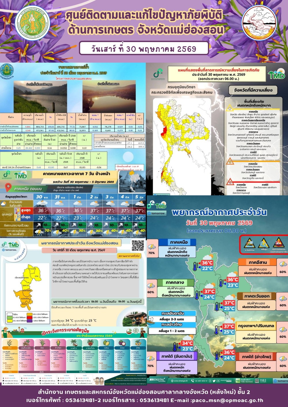ศูนย์ติดตามและแก้ไขปัญหาภัยพิบัติด้านการเกษตรจังหวัดแม่ฮ่องสอน
