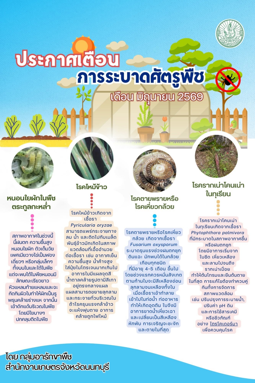 เฝ้าระวังการระบาดของศัตรูพืช ประจำเดือน มิถุนายน 2569