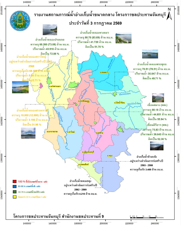 รายงานปริมาณน้ำฝนจังหวัดจันทบุรี/สถานการณ์น้ำ