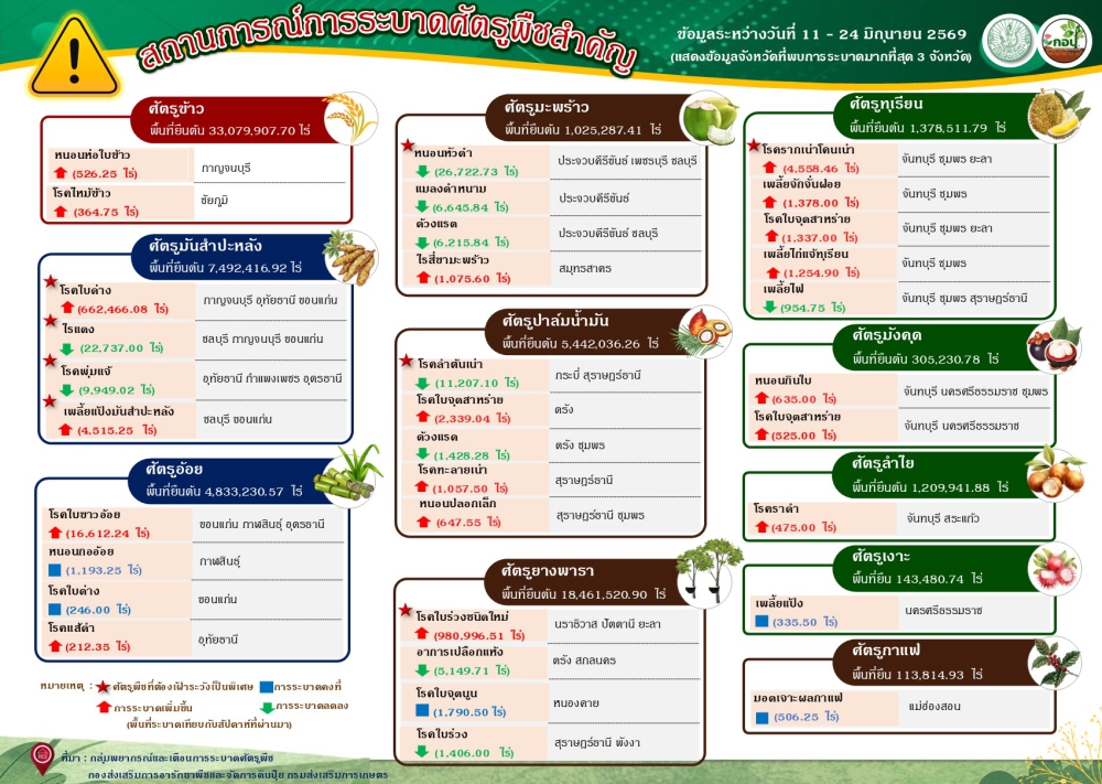 สรุปสถานการณ์การระบาดศัตรูพืชสำคัญ