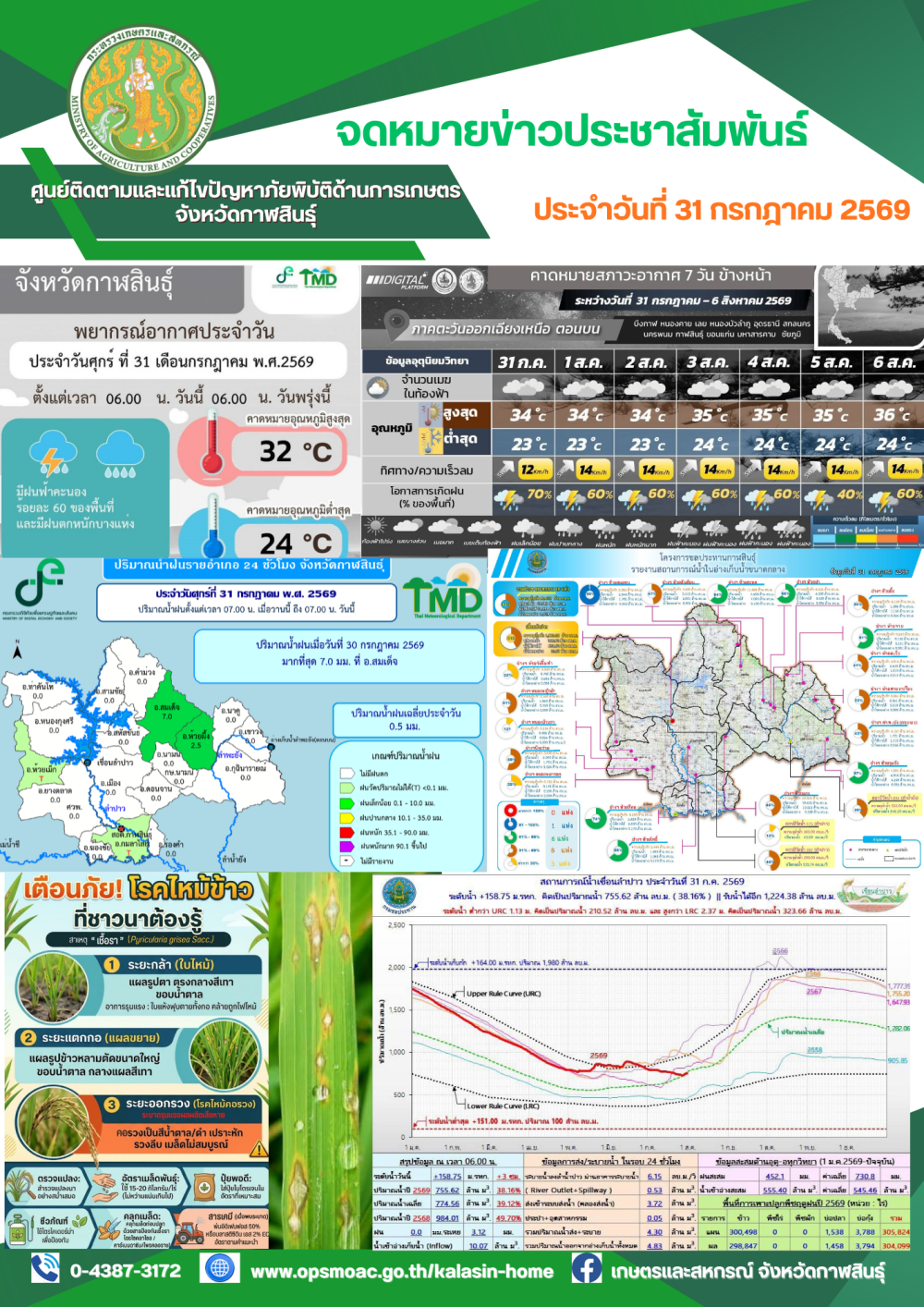 ข่าวศูนย์ติดตามและแก้ไขปัญหาภัยพิบัติด้านการเกษตรจังหวัดกาฬสินธุ์