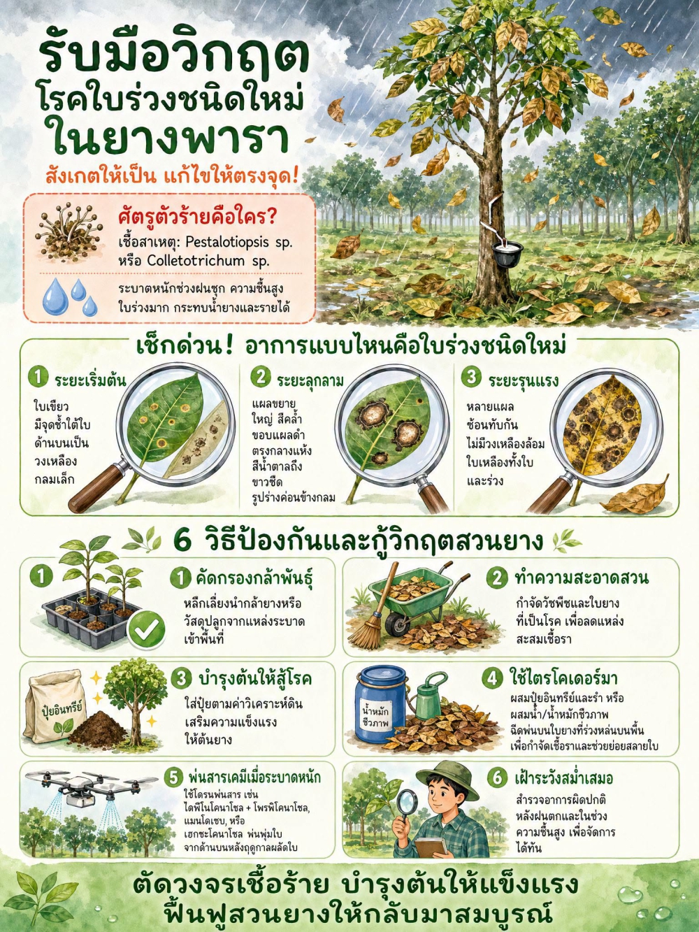 สวนยางพาราของพี่น้องเกษตรกรท่านไหนเริ่มมีอาการใบร่วงผิดปกติบ้างครับ