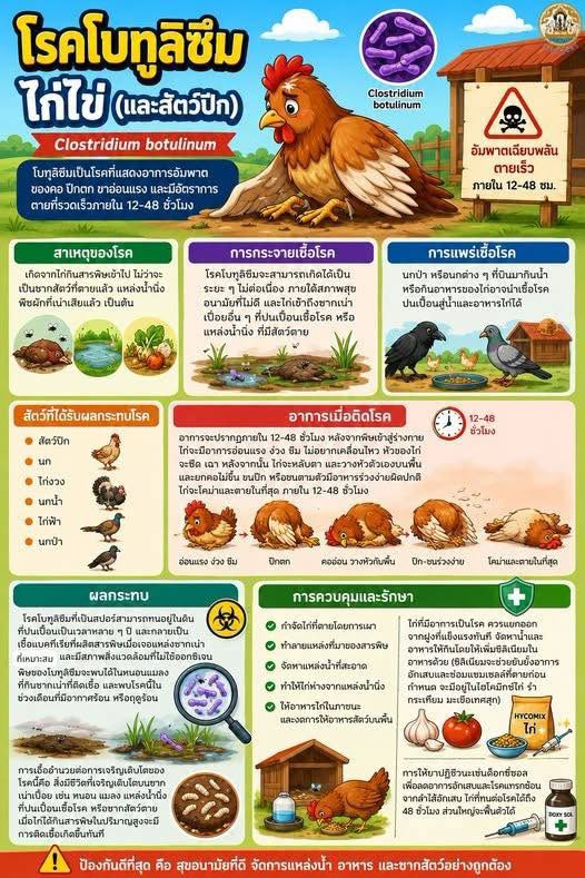 เตือนโรคโบทูลิซึมไก่ โรคสัตว์ปีก